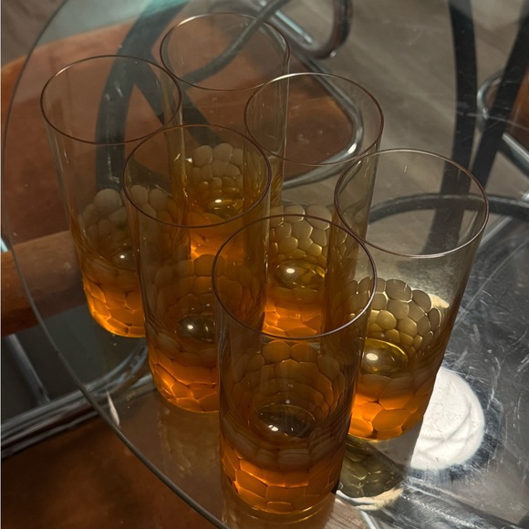 Moser Pebbles -Amber Honeycomb Highball Glass Set - Picture 1 of 4